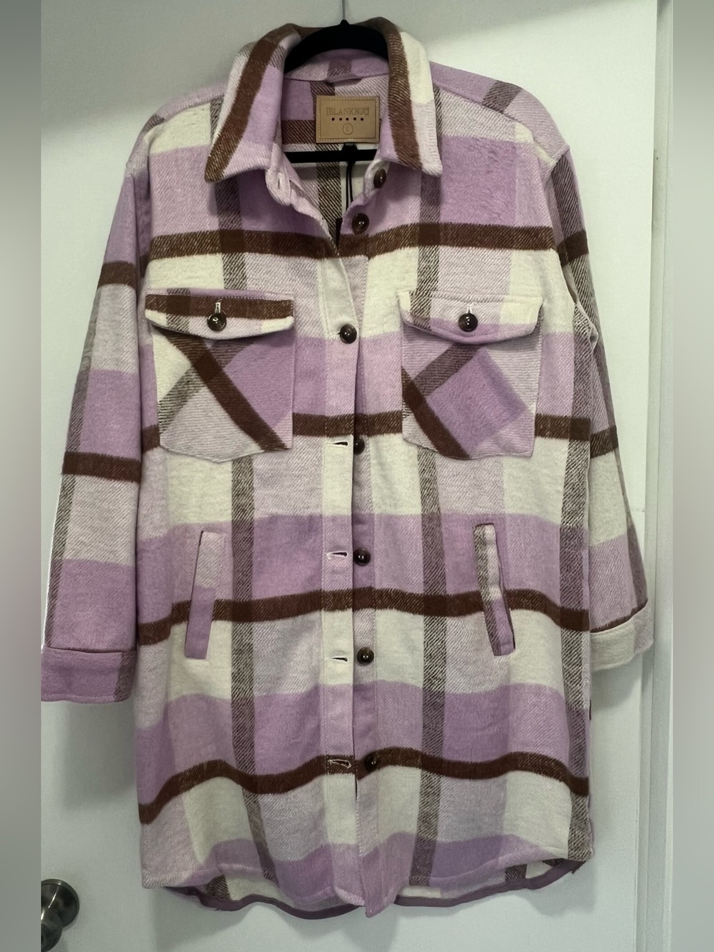 BLANKNYC Lavender Plaid Shacket Coat NWT
